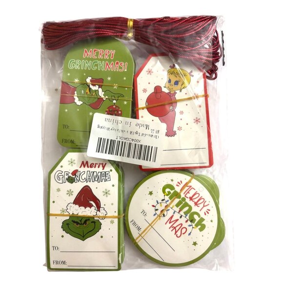 Two (2) Sets of Merry Grinchmas Gift Tags with Red String Grinch Christmas G - Picture 3 of 8